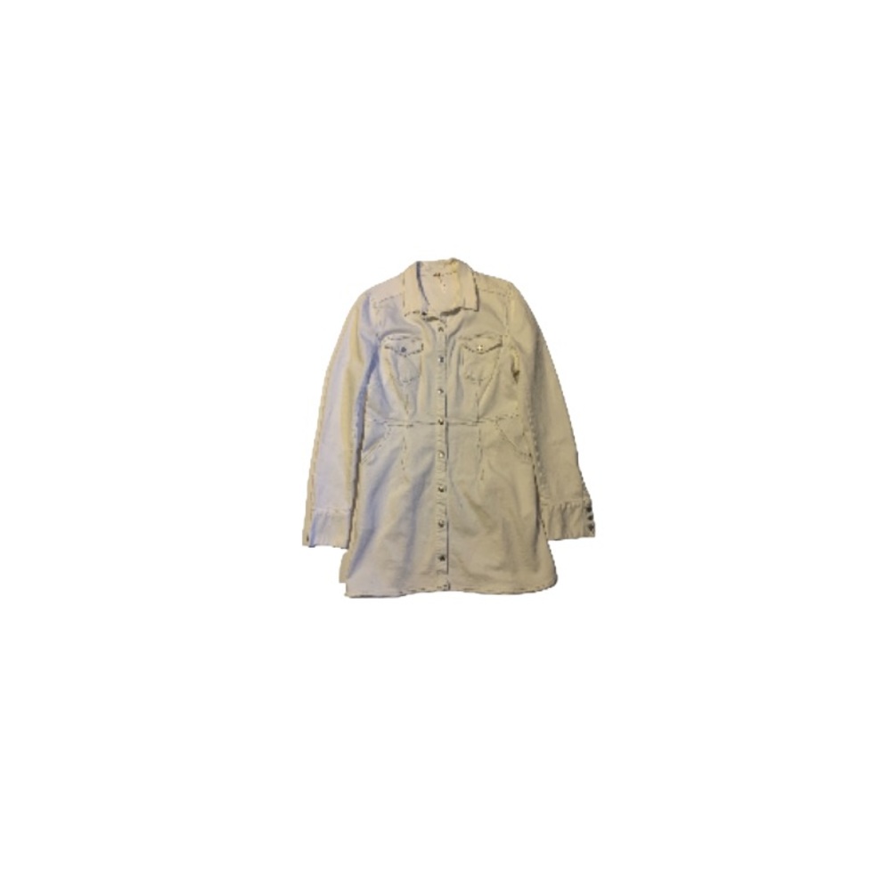 Free People White Denim Trench Coat - Women’s Size Large